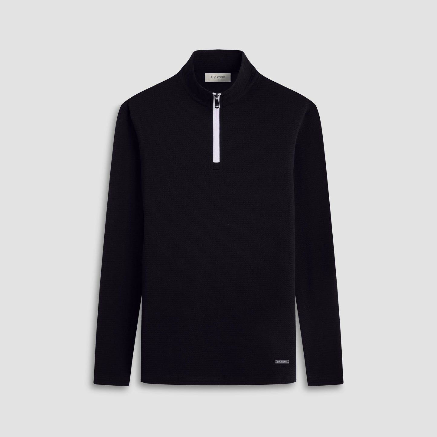 Bugatchi Textured Performance Quarter-Zip Pullover Black