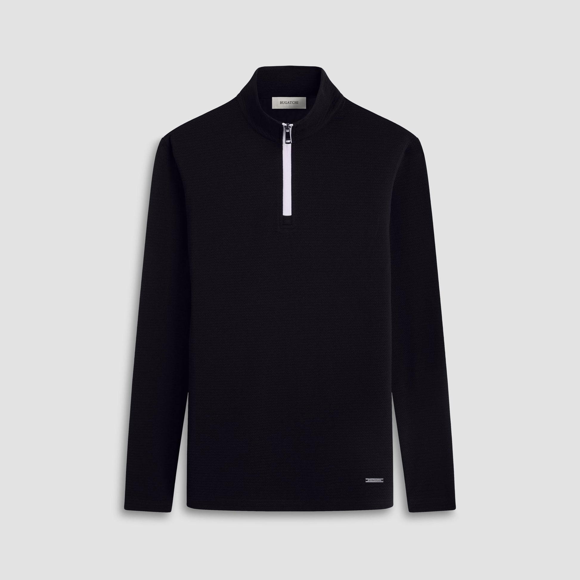 Bugatchi Textured Performance Quarter-Zip Pullover Black