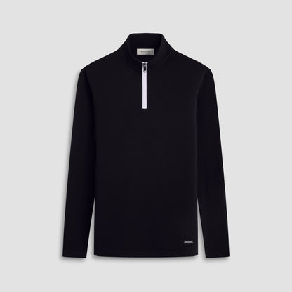 Bugatchi Textured Performance Quarter-Zip Pullover Black