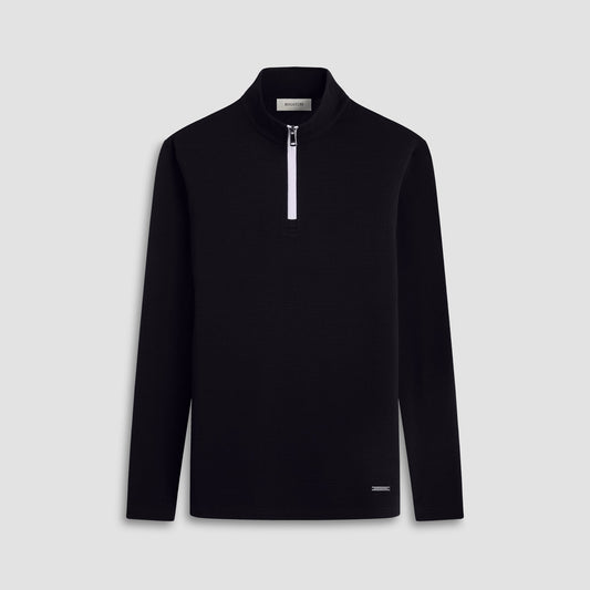 Bugatchi Textured Performance Quarter-Zip Pullover Black