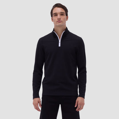 Bugatchi Textured Performance Quarter-Zip Pullover Black