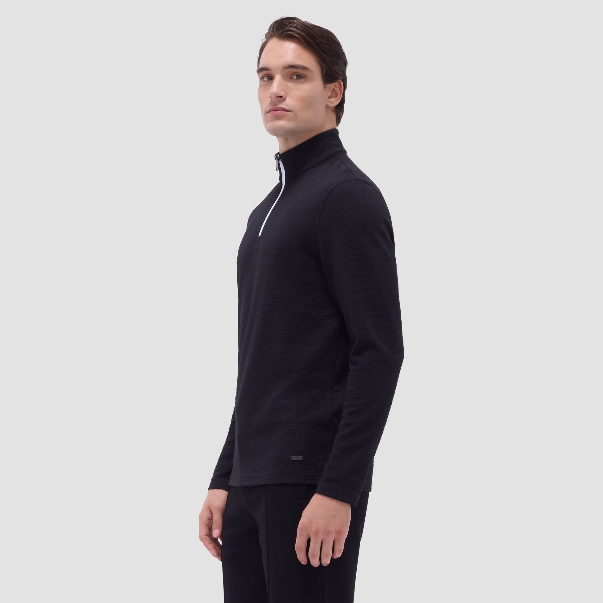 Bugatchi Textured Performance Quarter-Zip Pullover Black