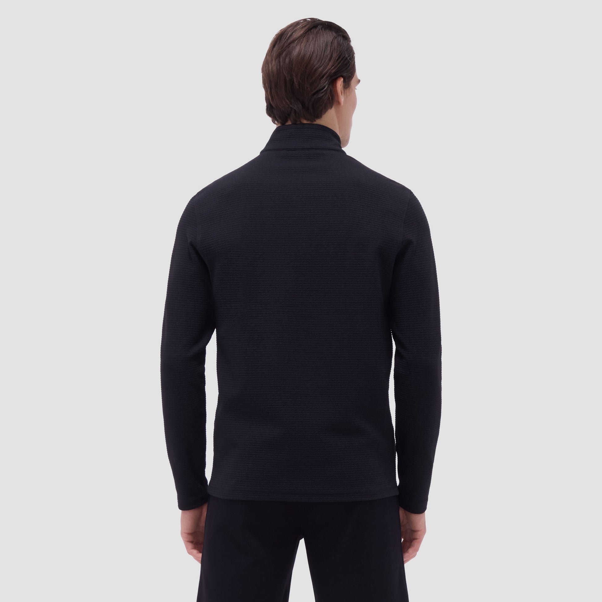 Bugatchi Textured Performance Quarter-Zip Pullover Black