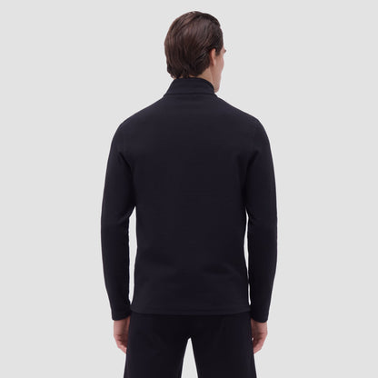 Bugatchi Textured Performance Quarter-Zip Pullover Black