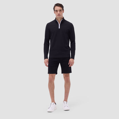 Bugatchi Textured Performance Quarter-Zip Pullover Black