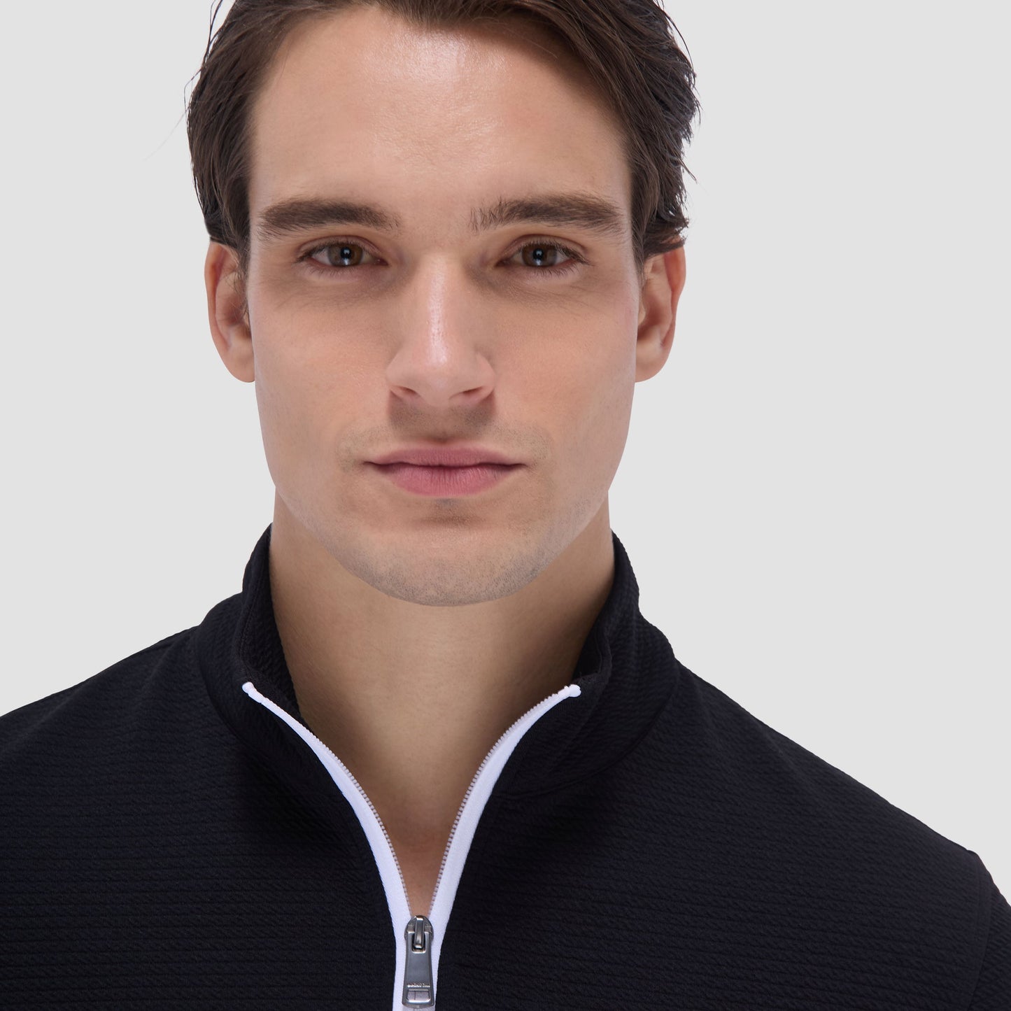 Bugatchi Textured Performance Quarter-Zip Pullover Black