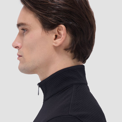 Bugatchi Textured Performance Quarter-Zip Pullover Black