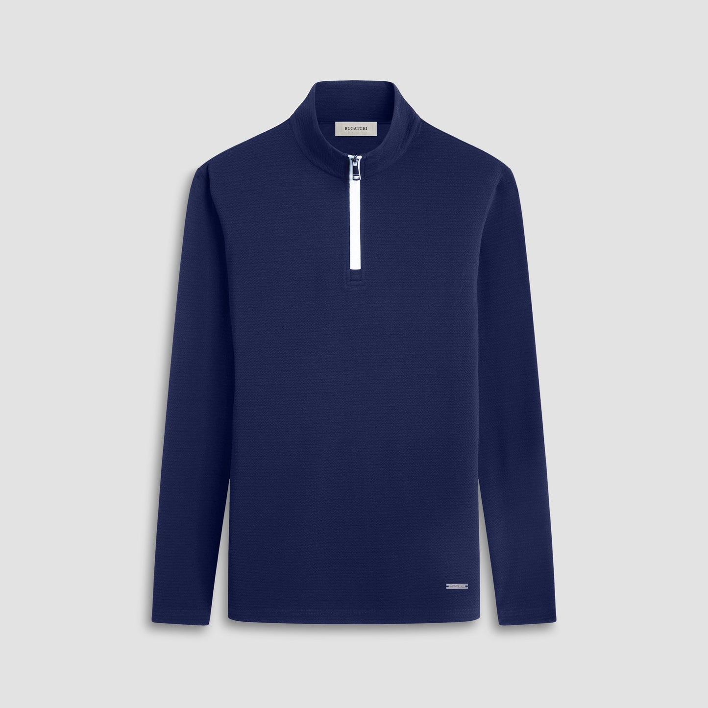 Bugatchi Textured Performance Quarter-Zip Pullover Navy