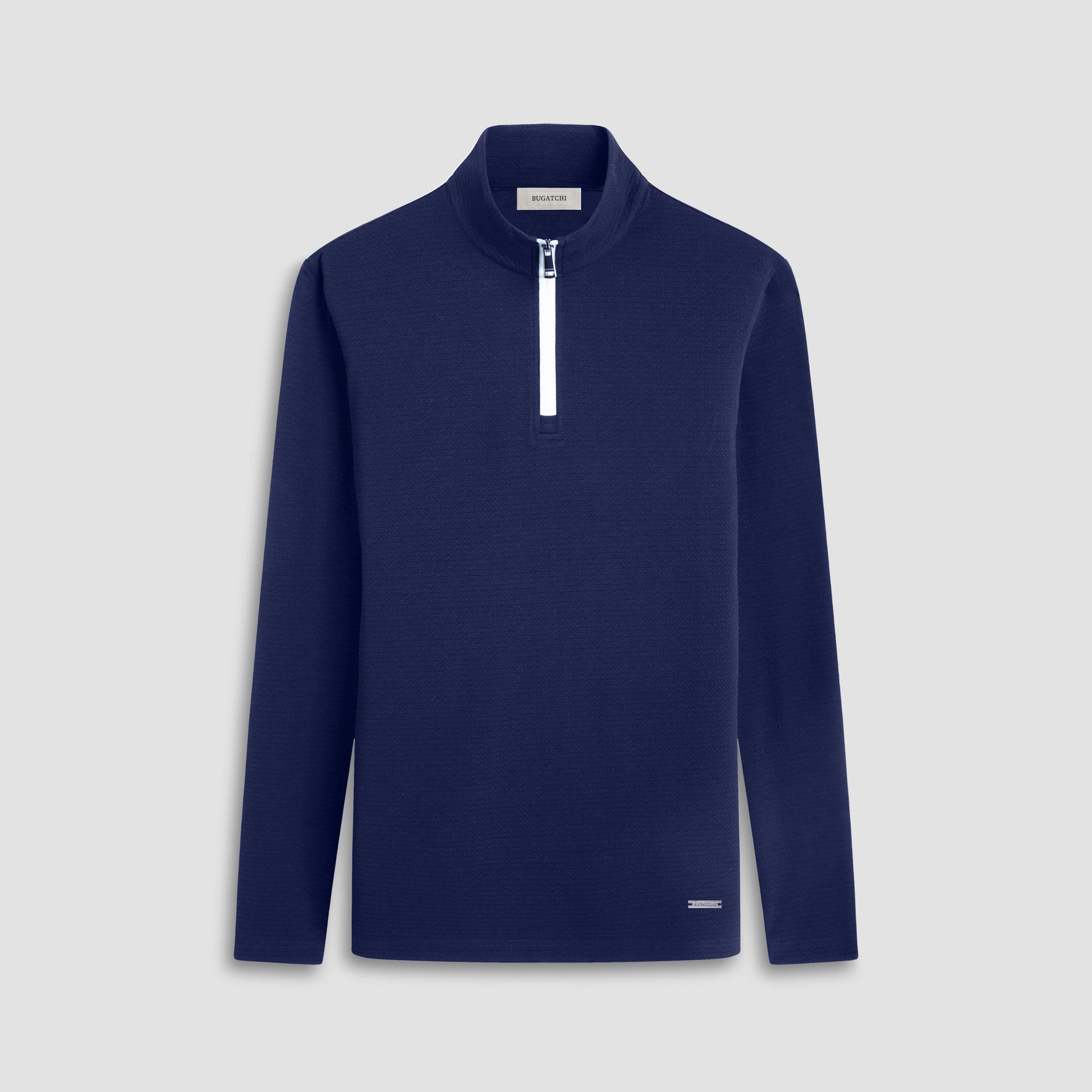Bugatchi Textured Performance Quarter-Zip Pullover Navy