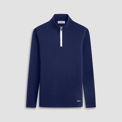 Bugatchi Textured Performance Quarter-Zip Pullover Navy