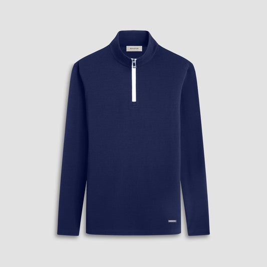 Bugatchi Textured Performance Quarter-Zip Pullover Navy