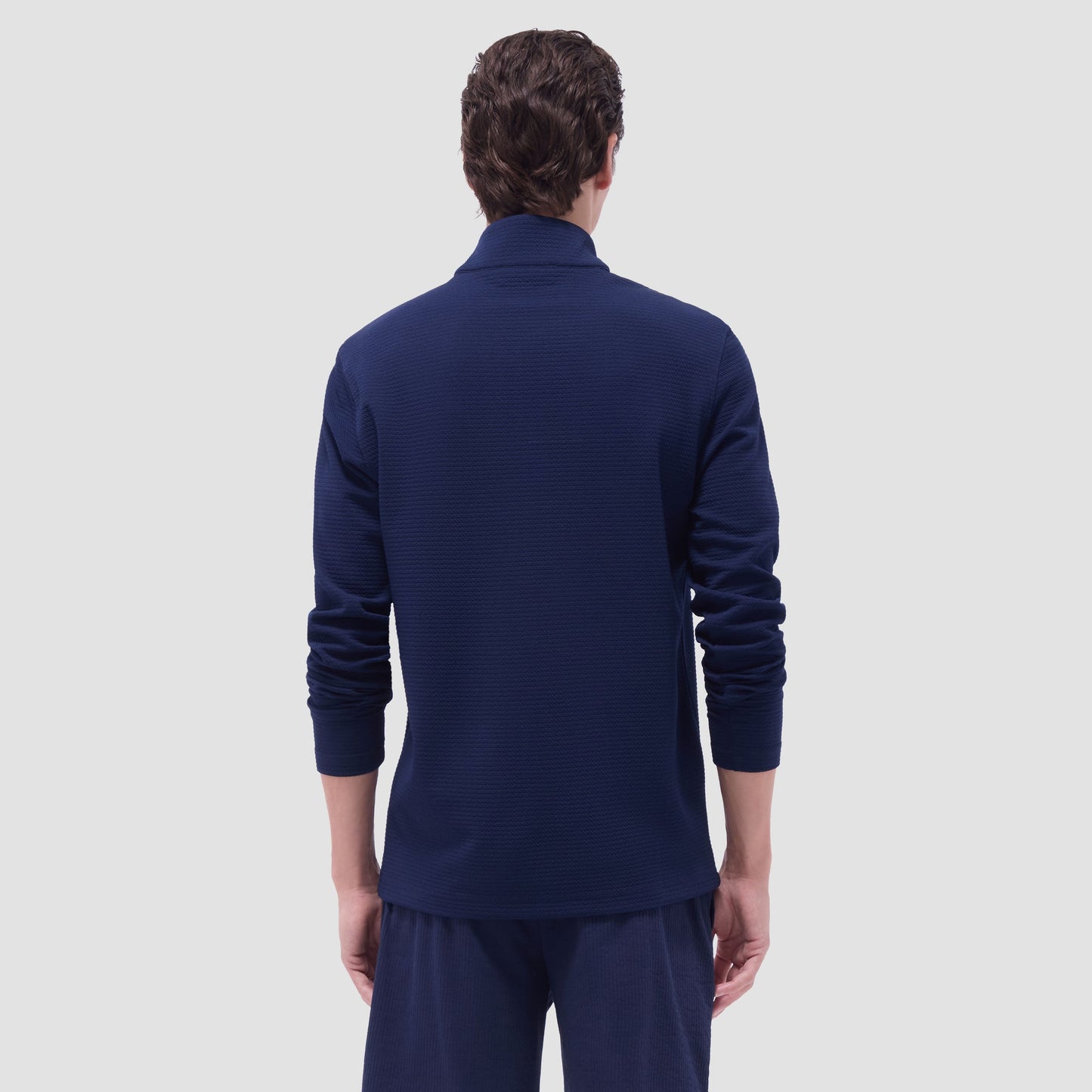 Bugatchi Textured Performance Quarter-Zip Pullover Navy