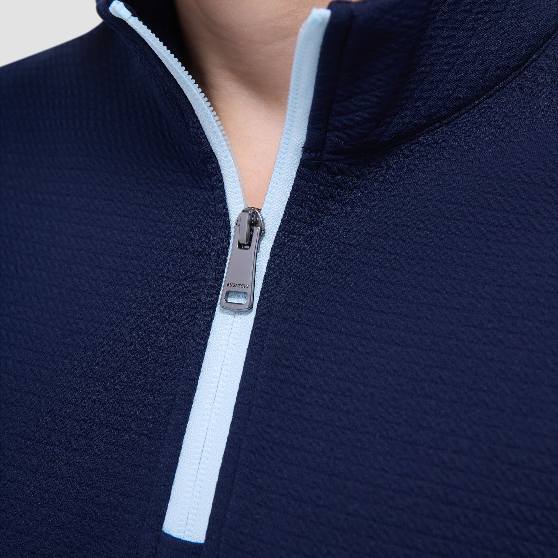 Bugatchi Textured Performance Quarter-Zip Pullover Navy