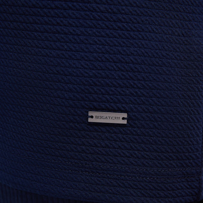 Bugatchi Textured Performance Quarter-Zip Pullover Navy