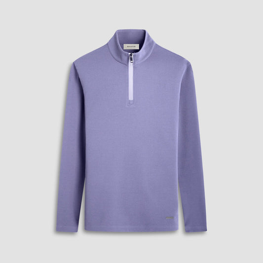 Bugatchi Textured Performance Quarter-Zip Pullover Peacock