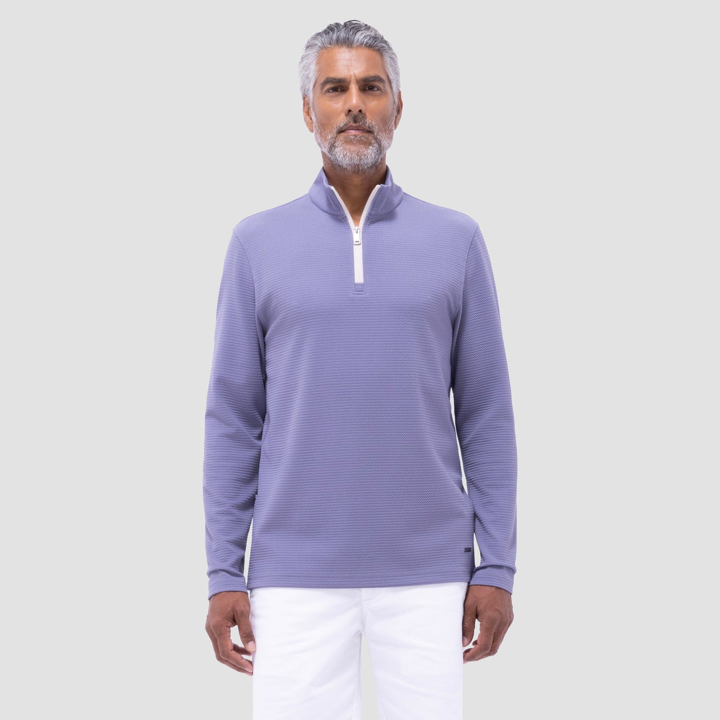 Bugatchi Textured Performance Quarter-Zip Pullover Peacock