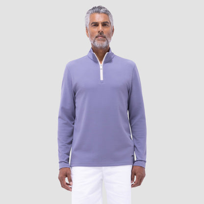 Bugatchi Textured Performance Quarter-Zip Pullover Peacock