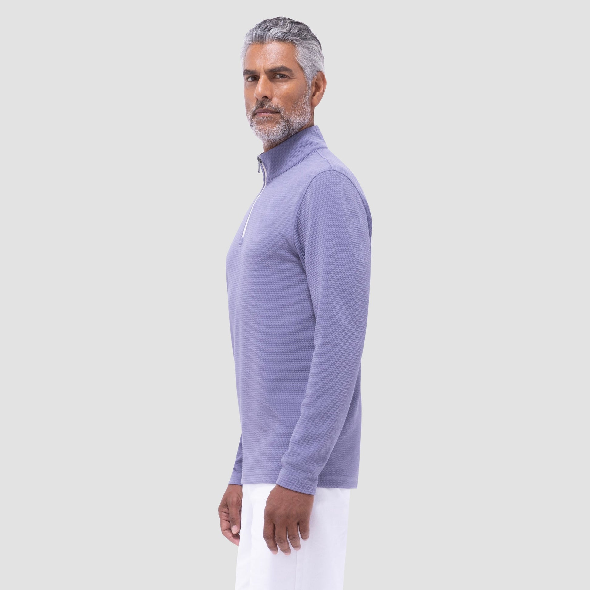 Bugatchi Textured Performance Quarter-Zip Pullover Peacock