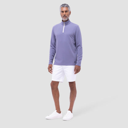 Bugatchi Textured Performance Quarter-Zip Pullover Peacock