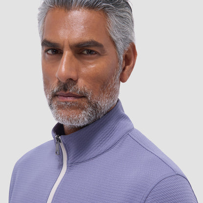 Bugatchi Textured Performance Quarter-Zip Pullover Peacock