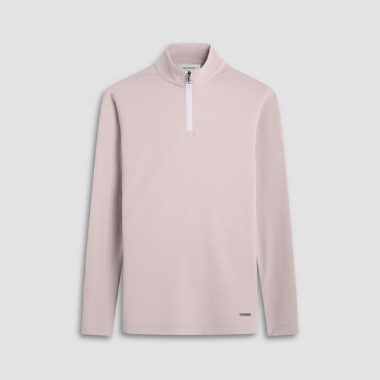 Bugatchi Textured Performance Quarter-Zip Pullover Sand