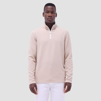 Bugatchi Textured Performance Quarter-Zip Pullover Sand