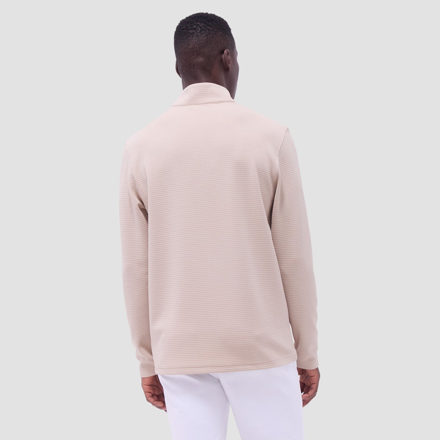 Bugatchi Textured Performance Quarter-Zip Pullover Sand