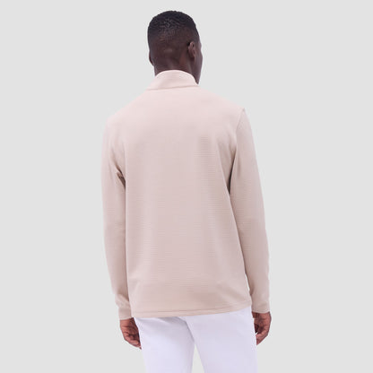 Bugatchi Textured Performance Quarter-Zip Pullover Sand