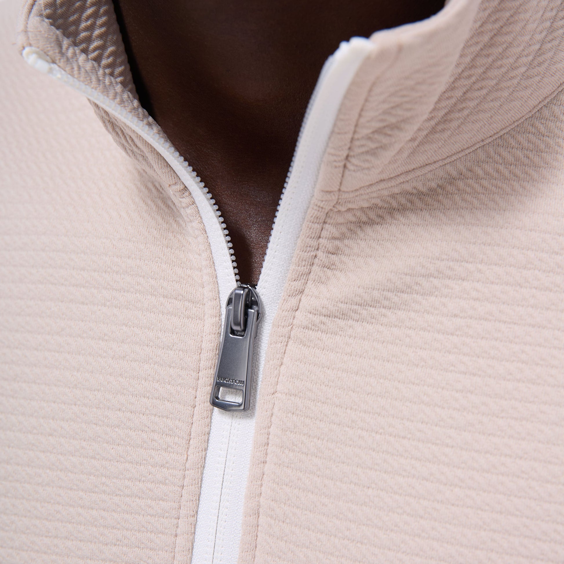 Bugatchi Textured Performance Quarter-Zip Pullover Sand