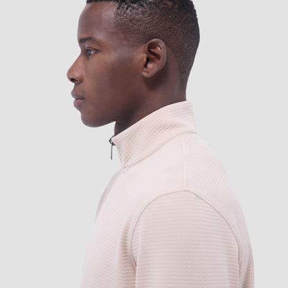 Bugatchi Textured Performance Quarter-Zip Pullover Sand