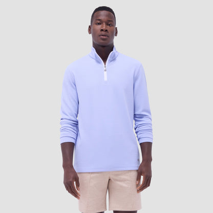 Bugatchi Textured Performance Quarter-Zip Pullover Sky