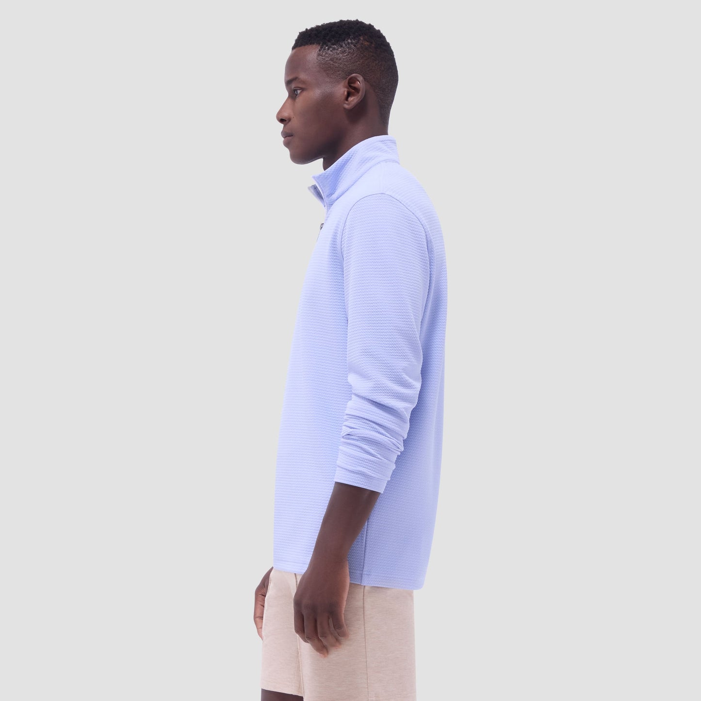 Bugatchi Textured Performance Quarter-Zip Pullover Sky