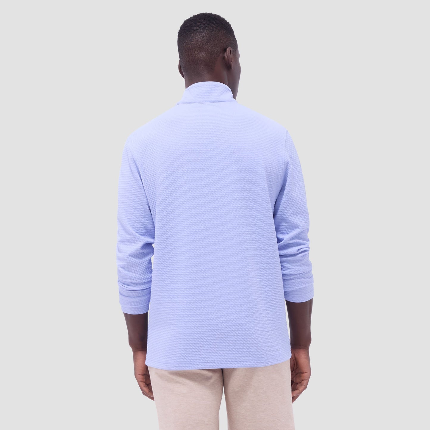 Bugatchi Textured Performance Quarter-Zip Pullover Sky