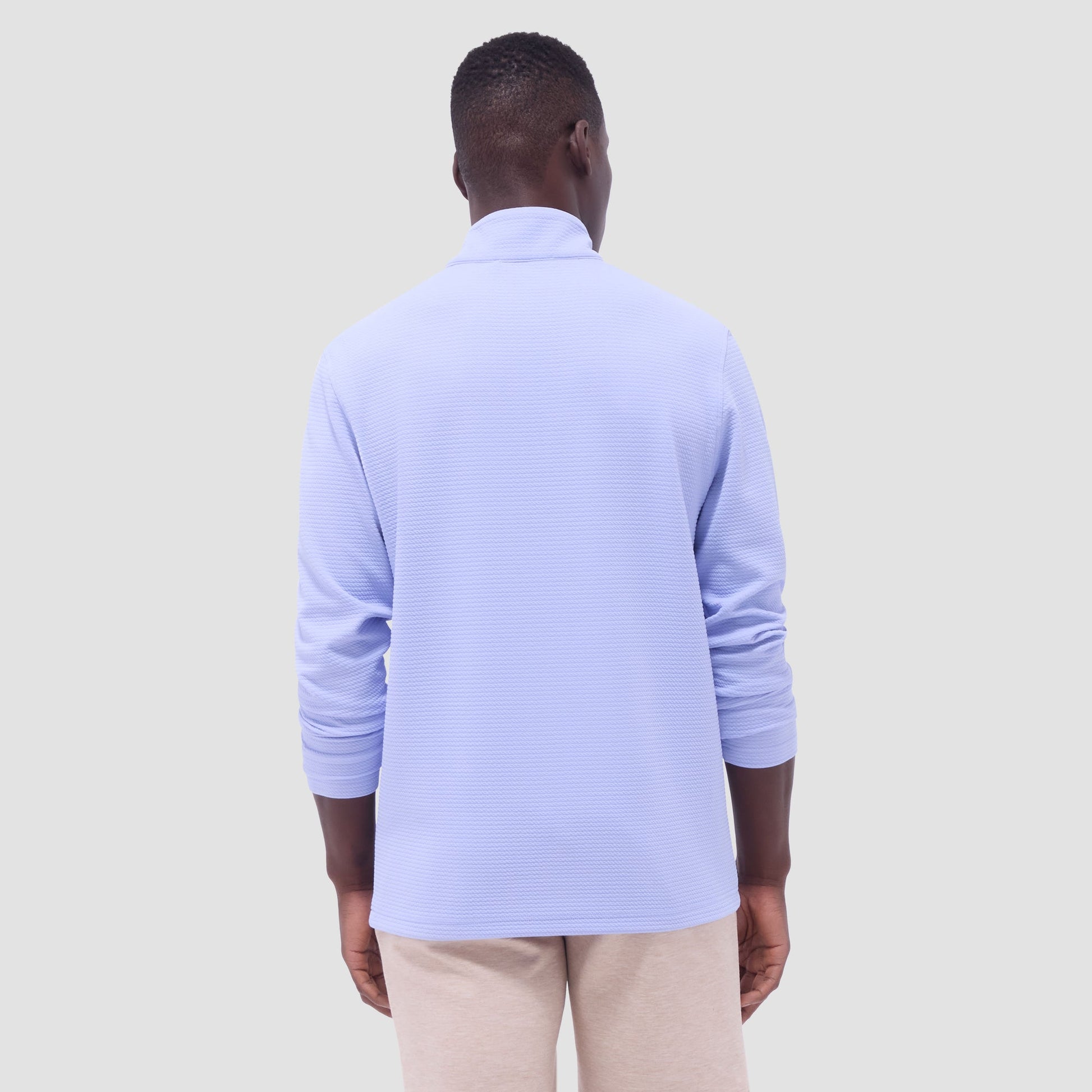 Bugatchi Textured Performance Quarter-Zip Pullover Sky