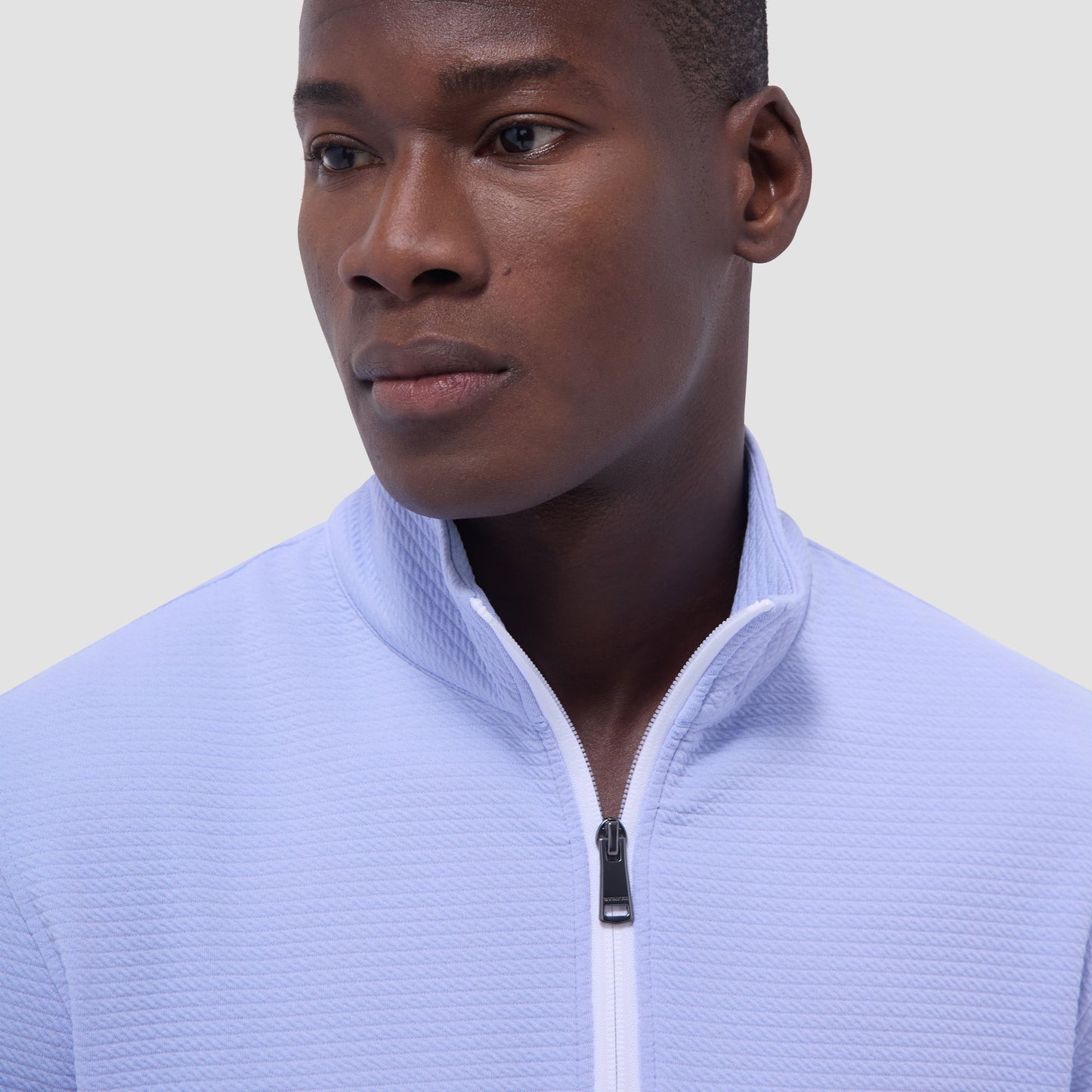 Bugatchi Textured Performance Quarter-Zip Pullover Sky