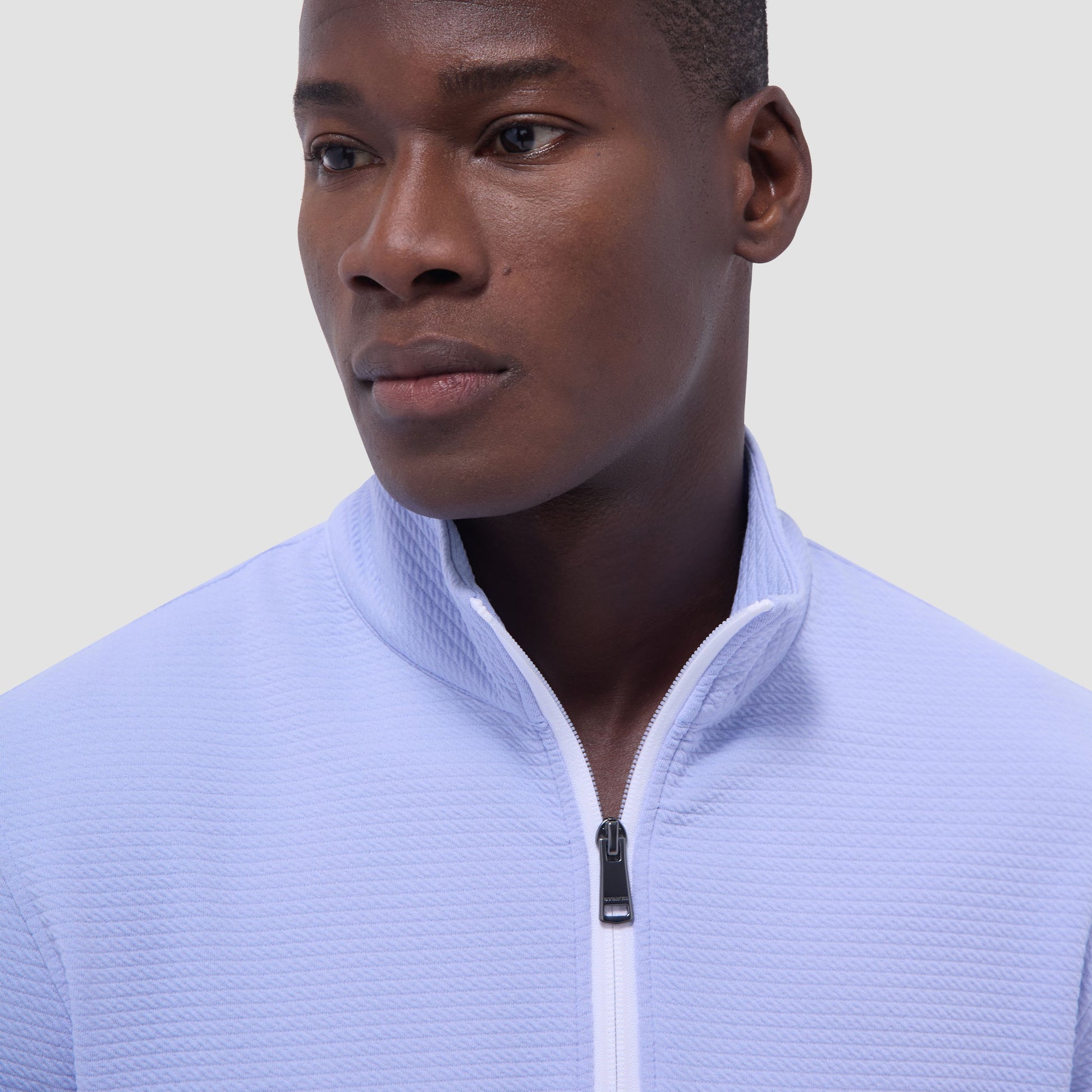 Bugatchi Textured Performance Quarter-Zip Pullover Sky