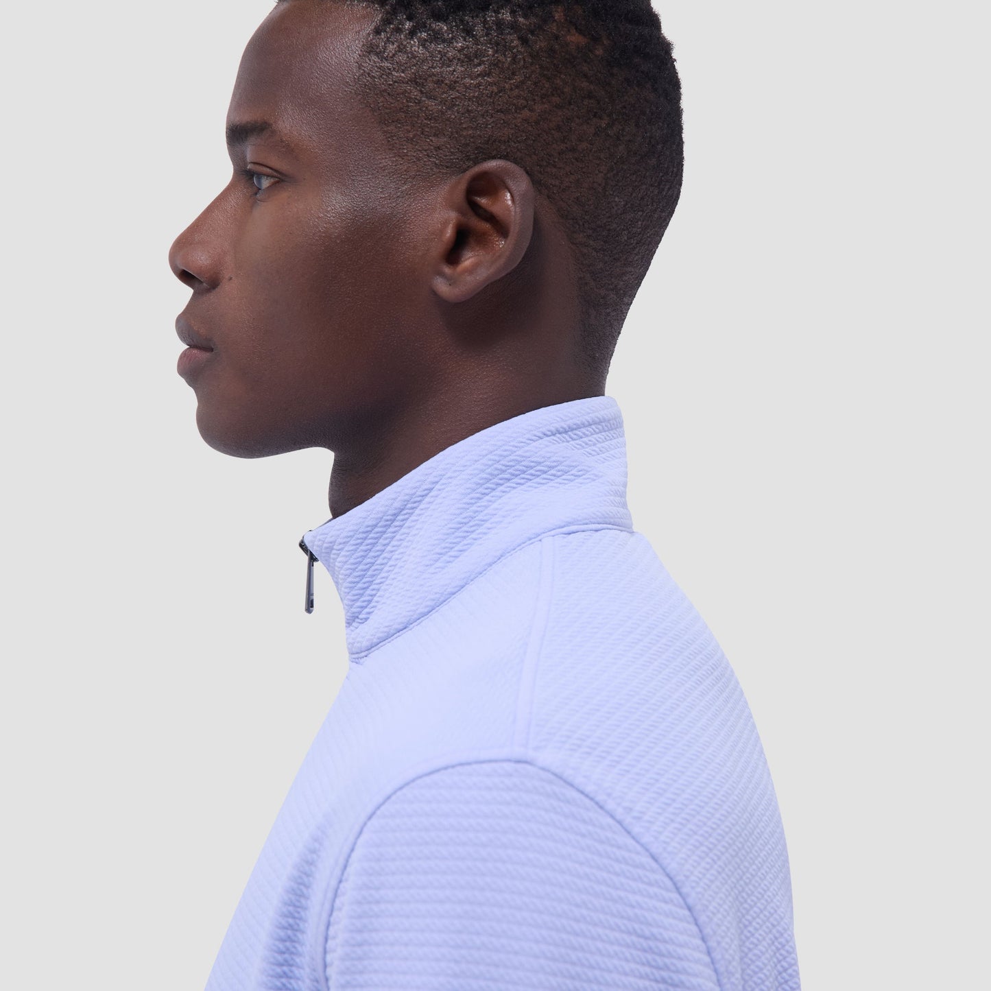Bugatchi Textured Performance Quarter-Zip Pullover Sky