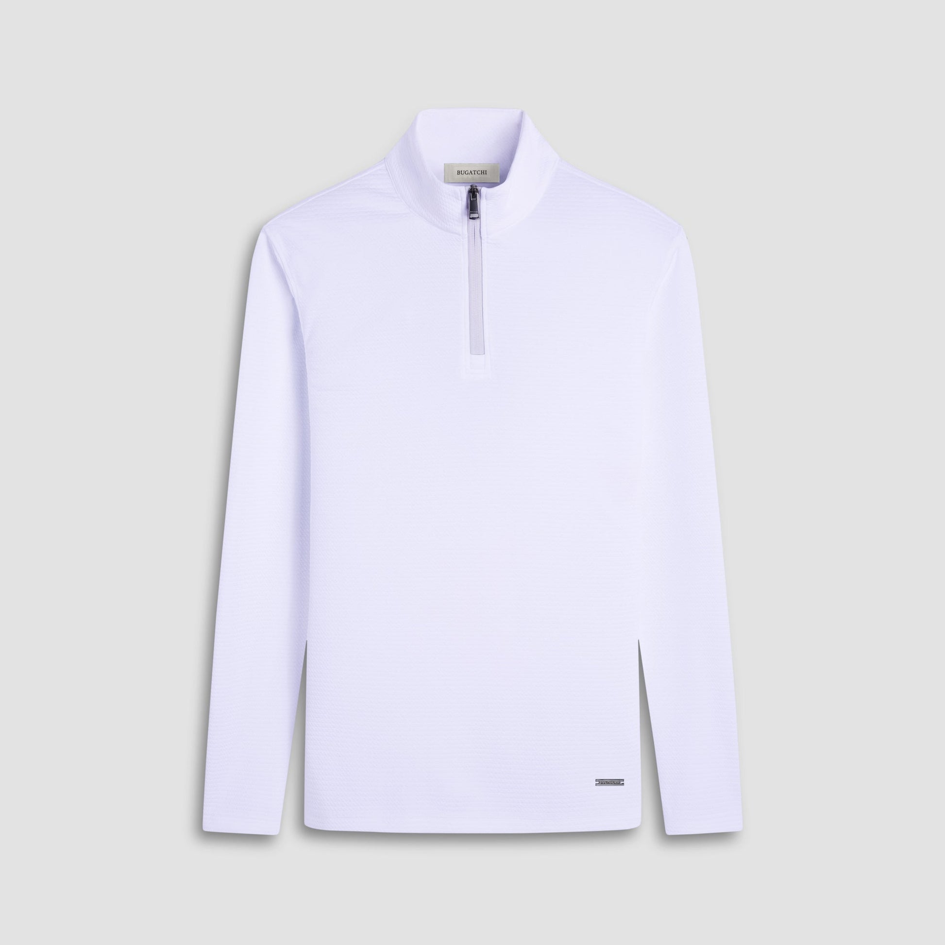 Bugatchi Textured Performance Quarter-Zip Pullover White