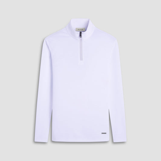 Bugatchi Textured Performance Quarter-Zip Pullover White