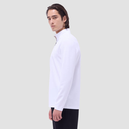 Bugatchi Textured Performance Quarter-Zip Pullover White