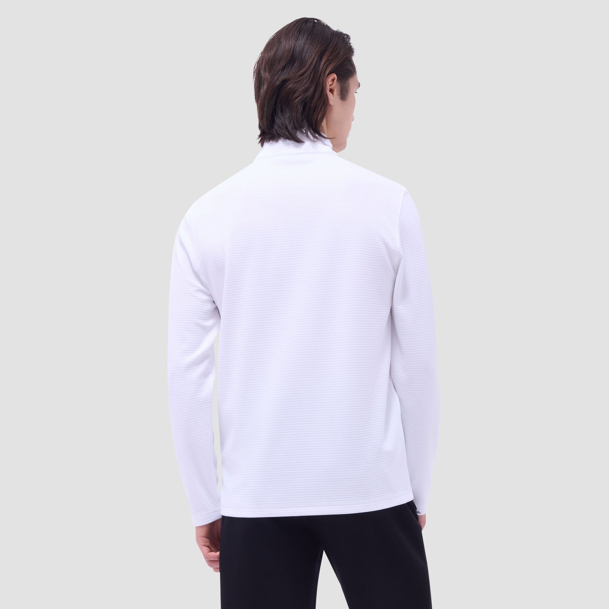 Bugatchi Textured Performance Quarter-Zip Pullover White