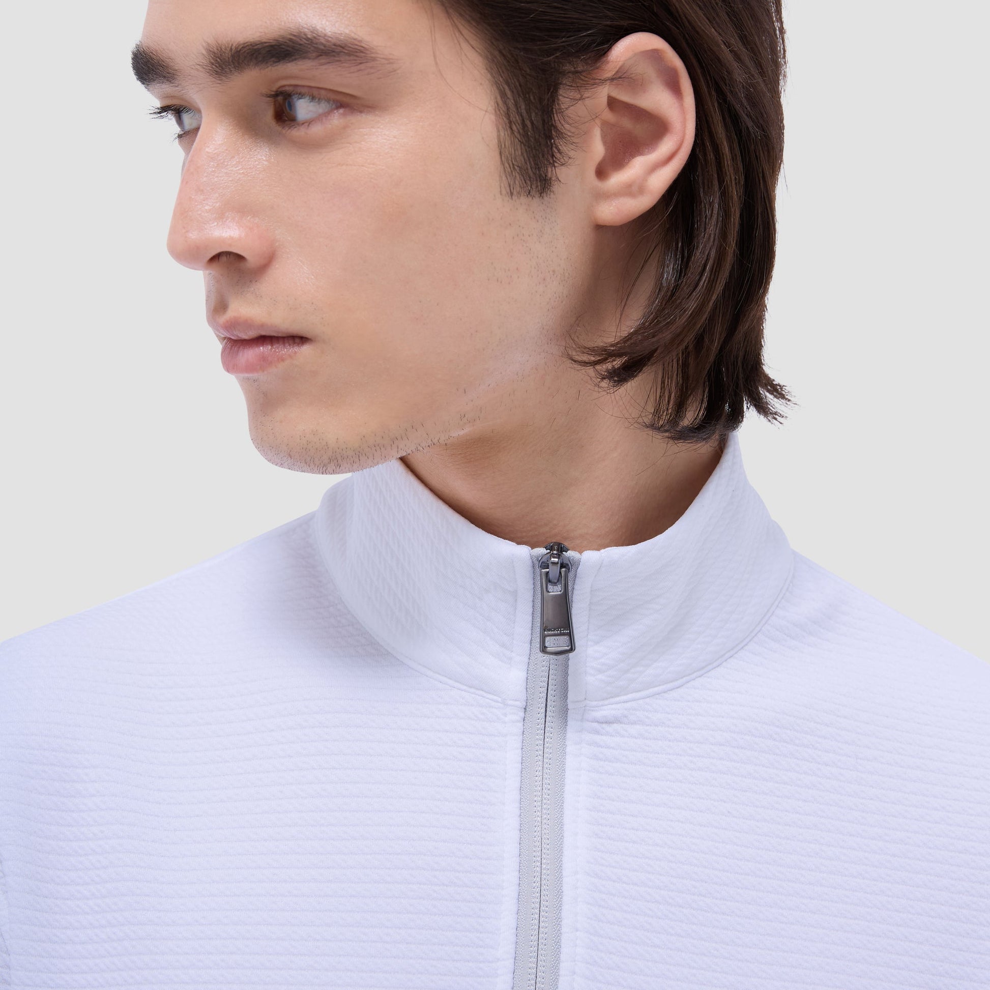 Bugatchi Textured Performance Quarter-Zip Pullover White