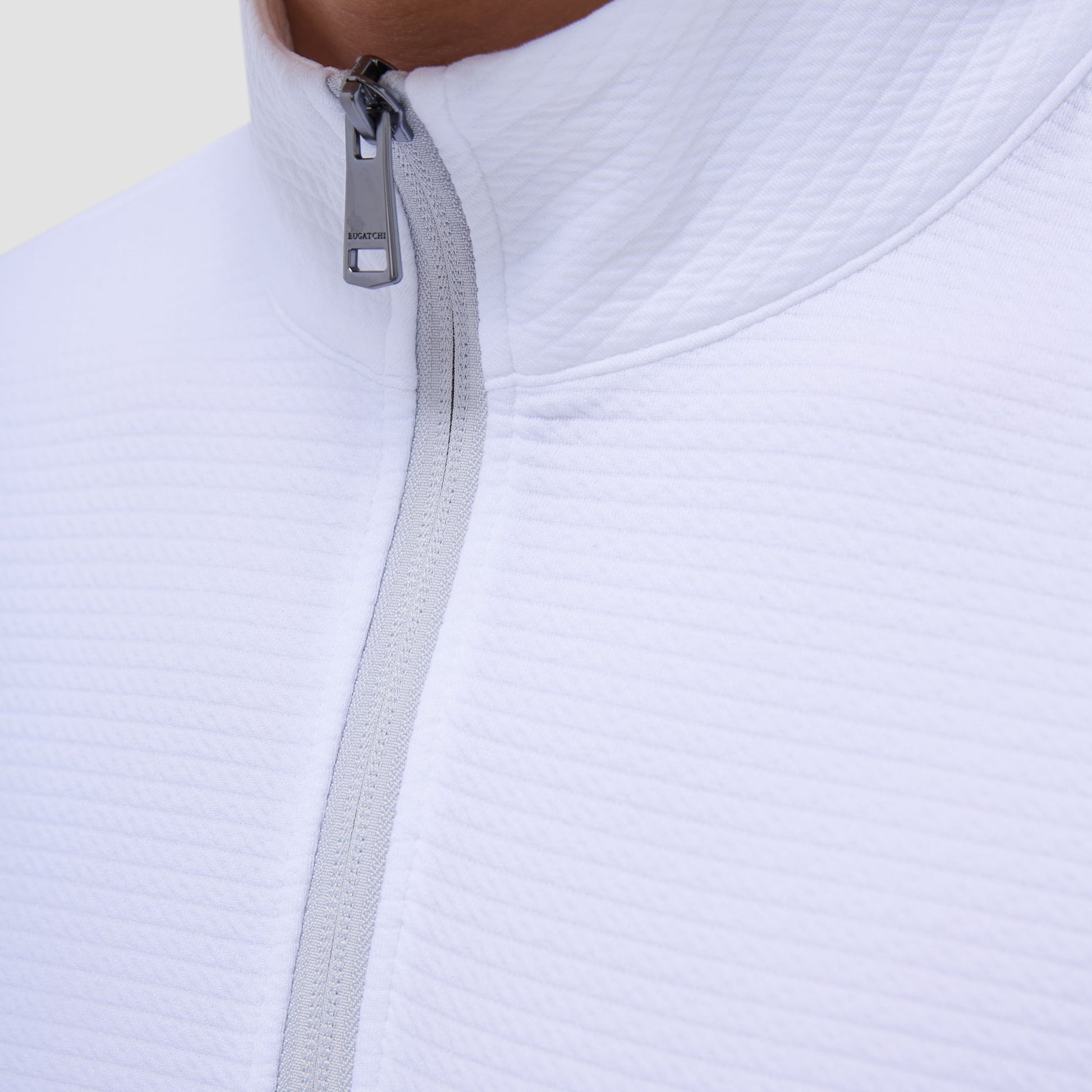 Bugatchi Textured Performance Quarter-Zip Pullover White