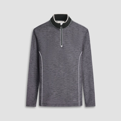 Bugatchi Jacquard Performance Quarter-Zip Pullover Black