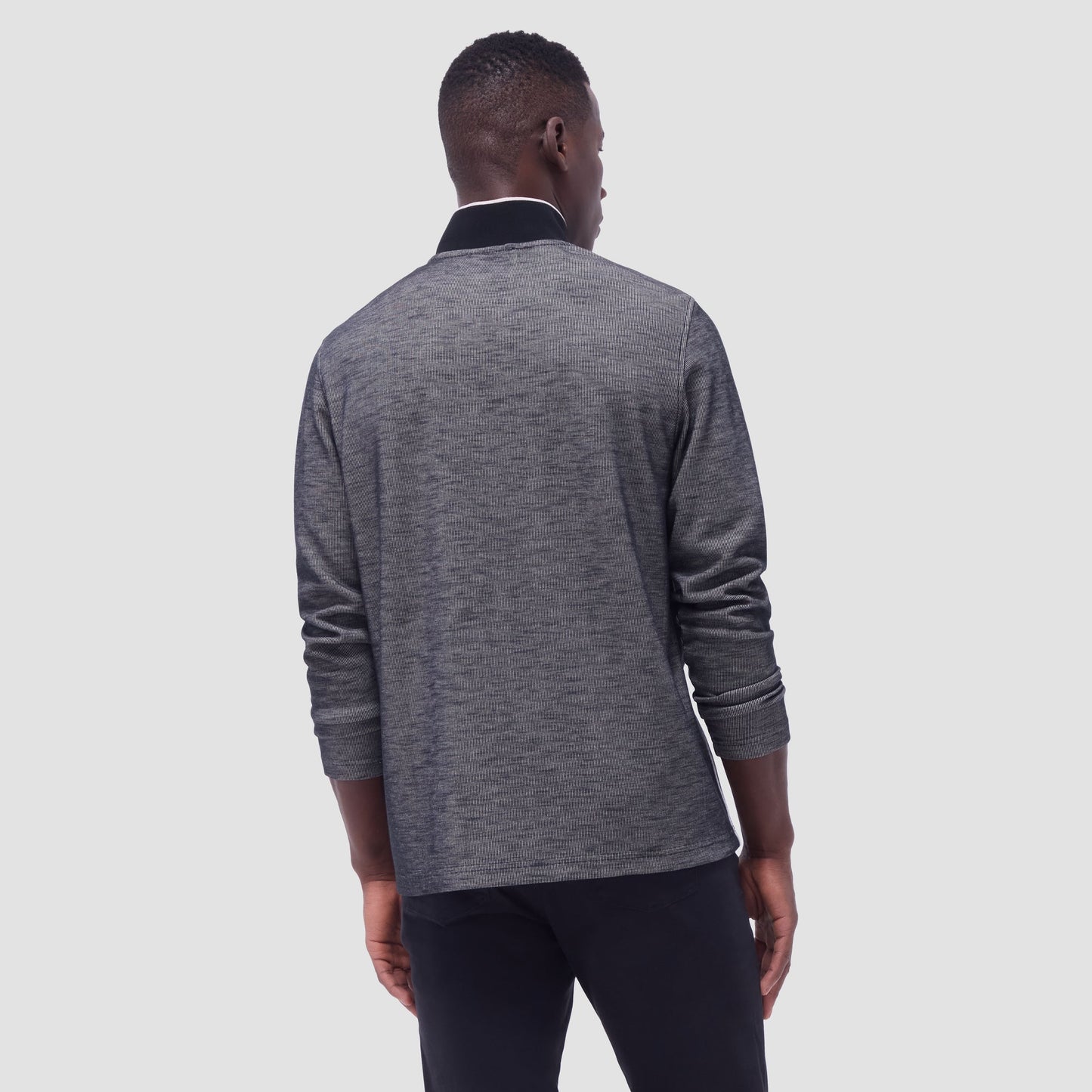Bugatchi Jacquard Performance Quarter-Zip Pullover Black