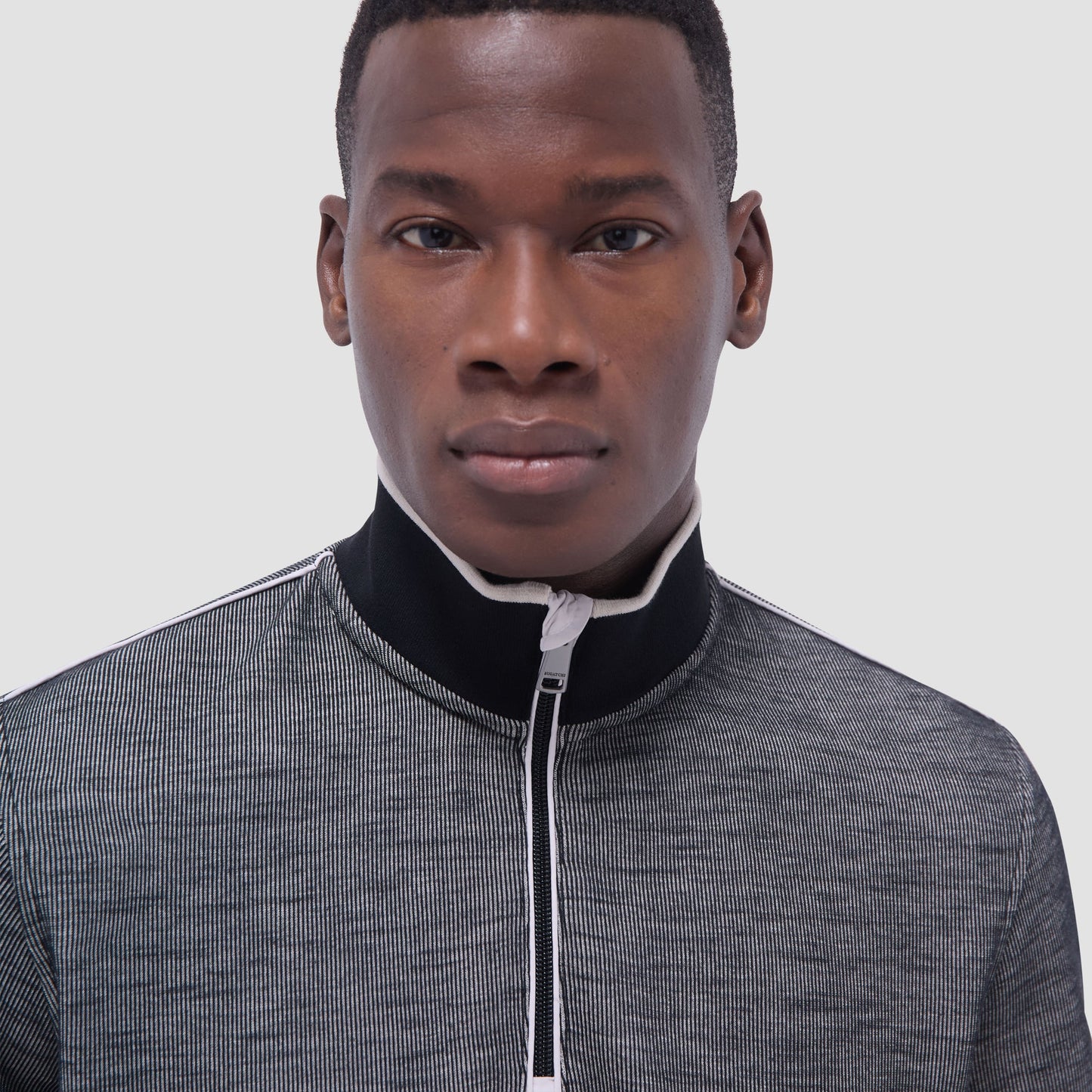 Bugatchi Jacquard Performance Quarter-Zip Pullover Black