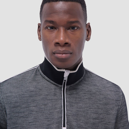 Bugatchi Jacquard Performance Quarter-Zip Pullover Black