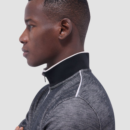 Bugatchi Jacquard Performance Quarter-Zip Pullover Black