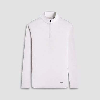 Bugatchi Jacquard Performance Quarter-Zip Pullover Chalk
