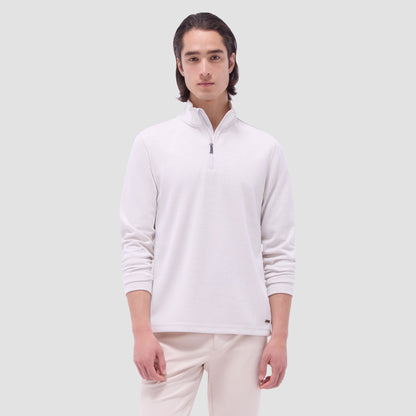 Bugatchi Jacquard Performance Quarter-Zip Pullover Chalk
